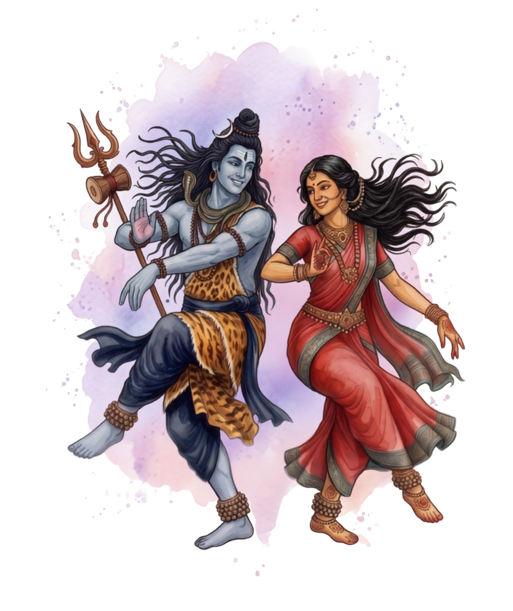 Shivashakthi Unisex Oversized T-Shirt — Cosmic Dance, Violet & Blush