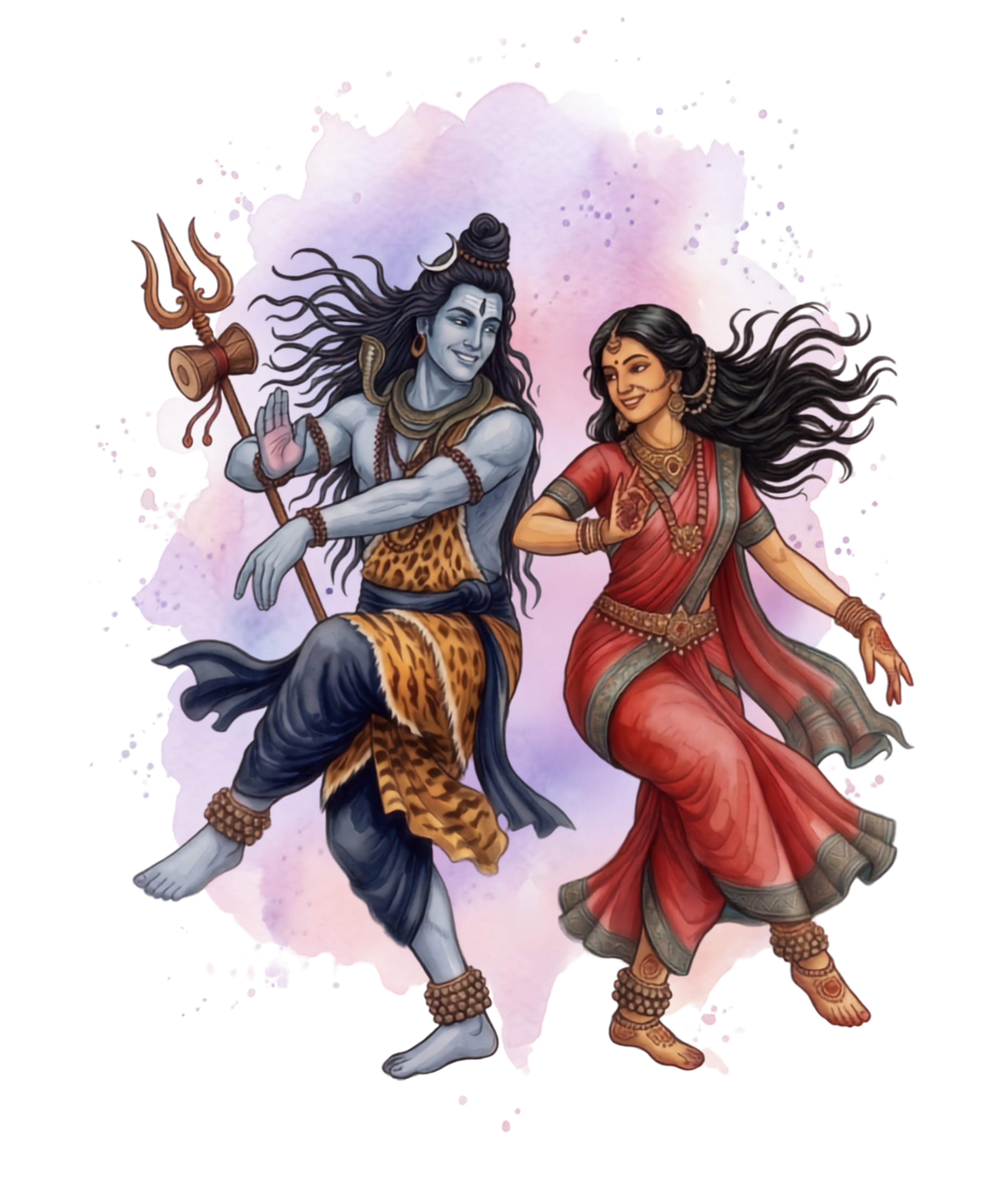 Shivashakthi Unisex Oversized T-Shirt — Cosmic Dance, Violet & Blush