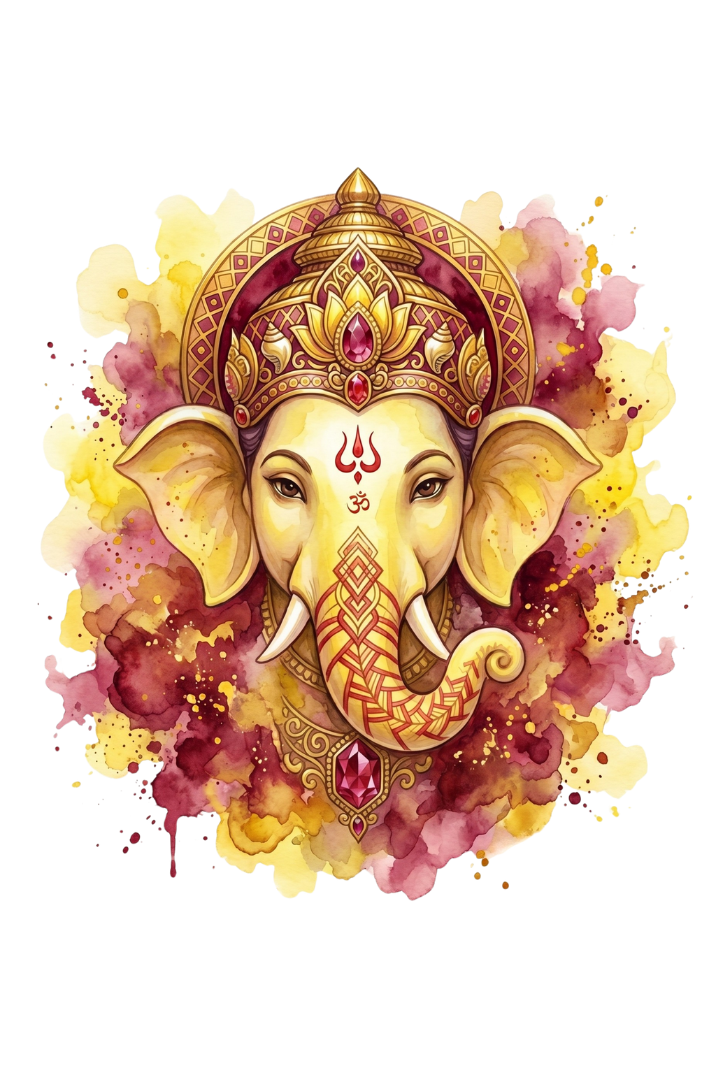 Ganesha Short Sleeve T-Shirt — Sindoor Red & Gold