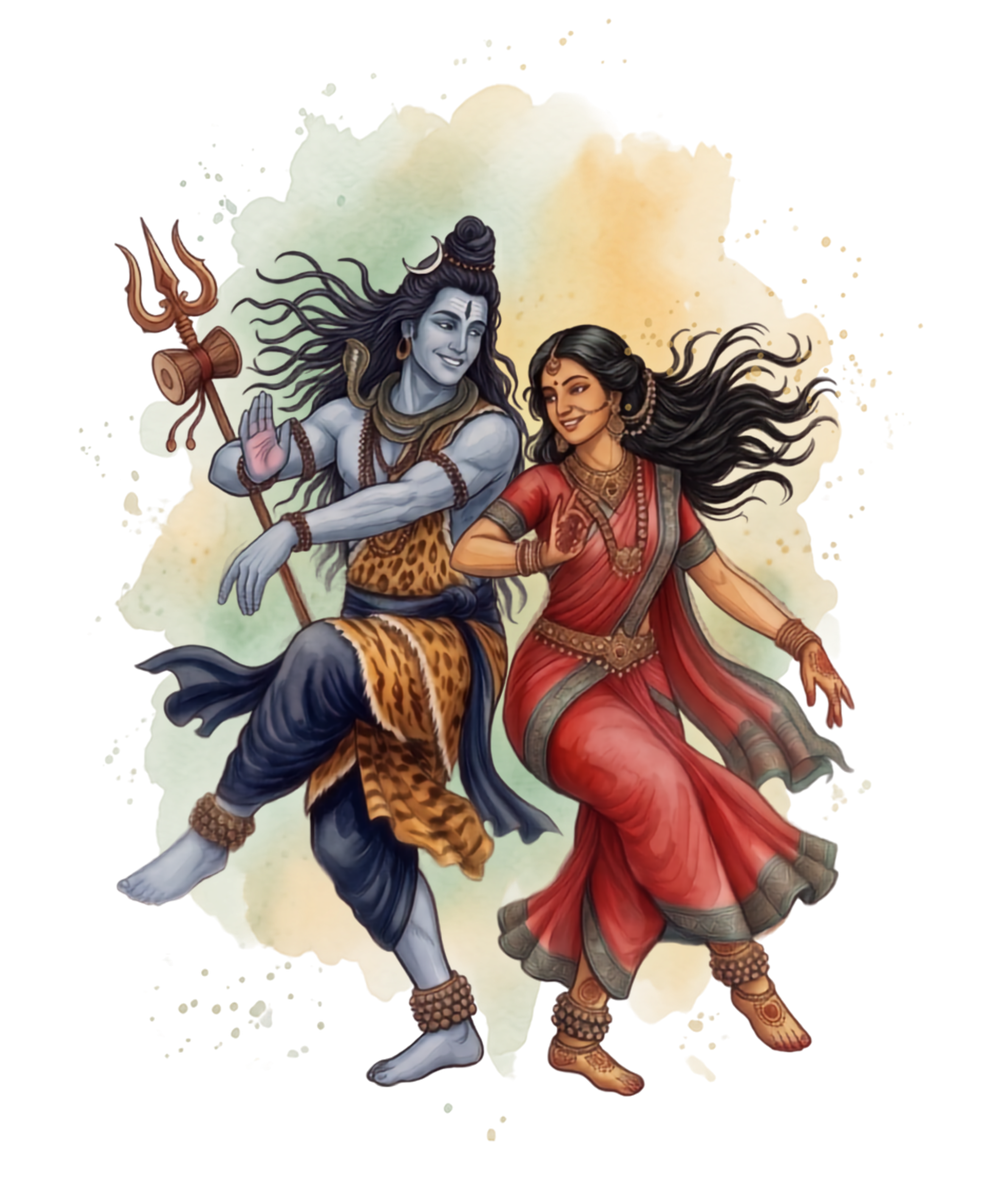 Shivashakthi Unisex Oversized T-Shirt — Cosmic Dance, Emerald & Ochre