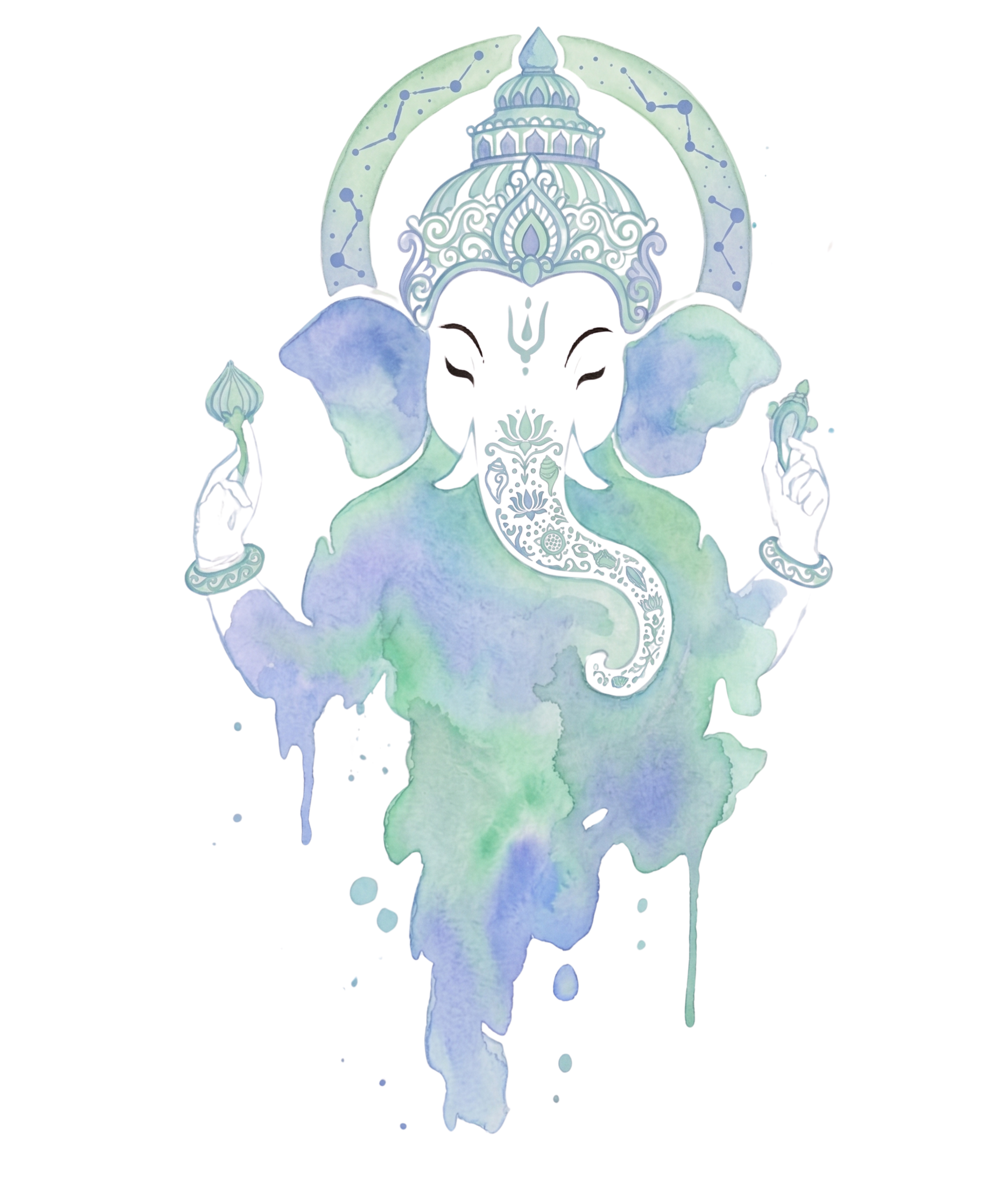 Ganesha Unisex Oversized T-Shirt — Celestial Teal & Lavender