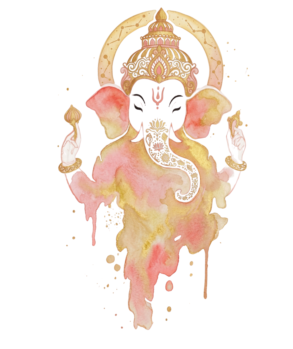 Ganesha Unisex Oversized T-Shirt — Peach Blossom & Gold