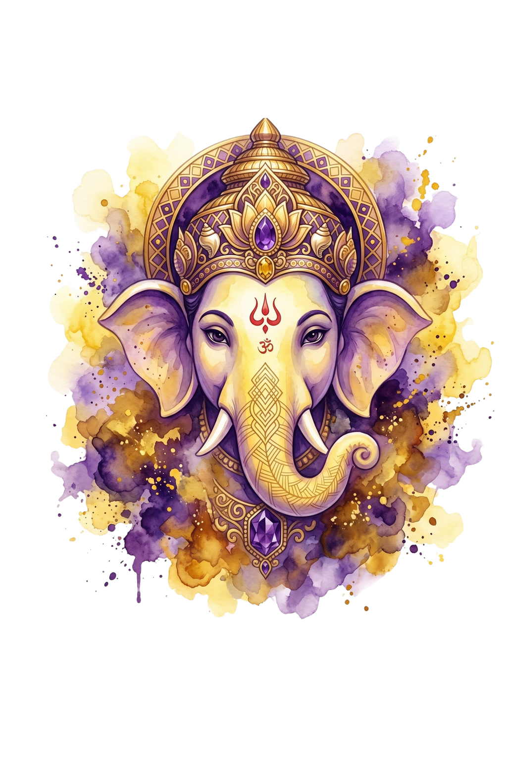 Ganesha Short Sleeve T-Shirt — Royal Purple & Gold