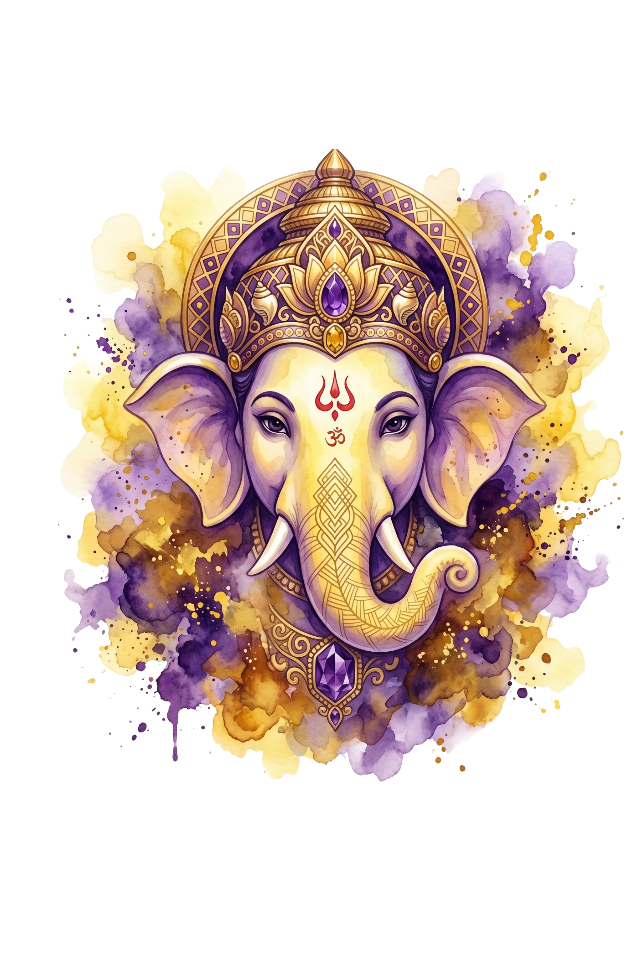 Ganesha Short Sleeve T-Shirt — Royal Purple & Gold