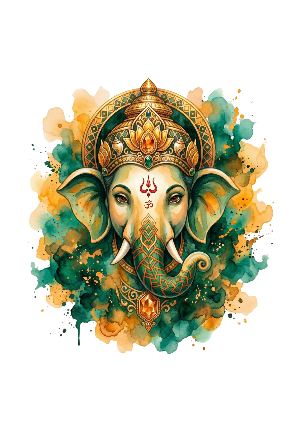 Ganesha Short Sleeve T-Shirt — Vrindavan Green & Gold