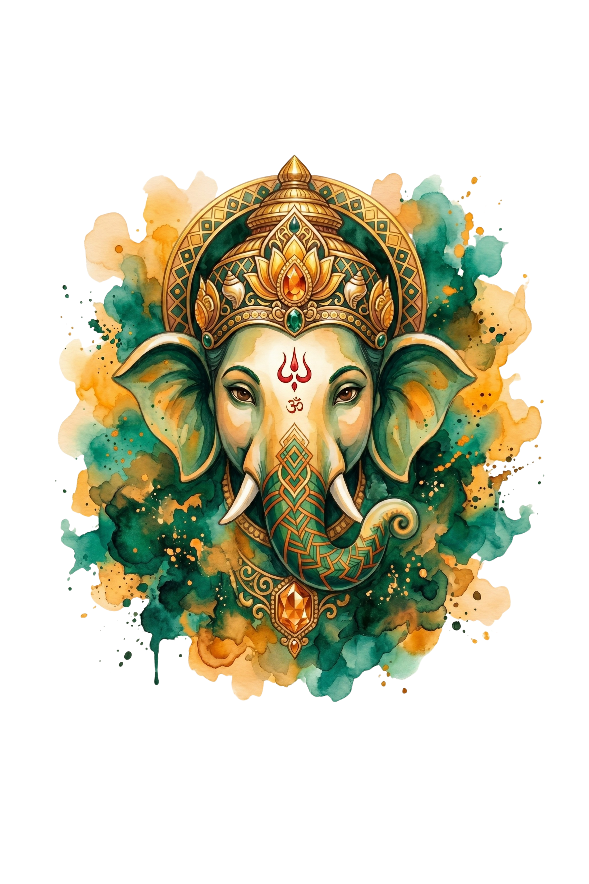 Ganesha Short Sleeve T-Shirt — Vrindavan Green & Gold