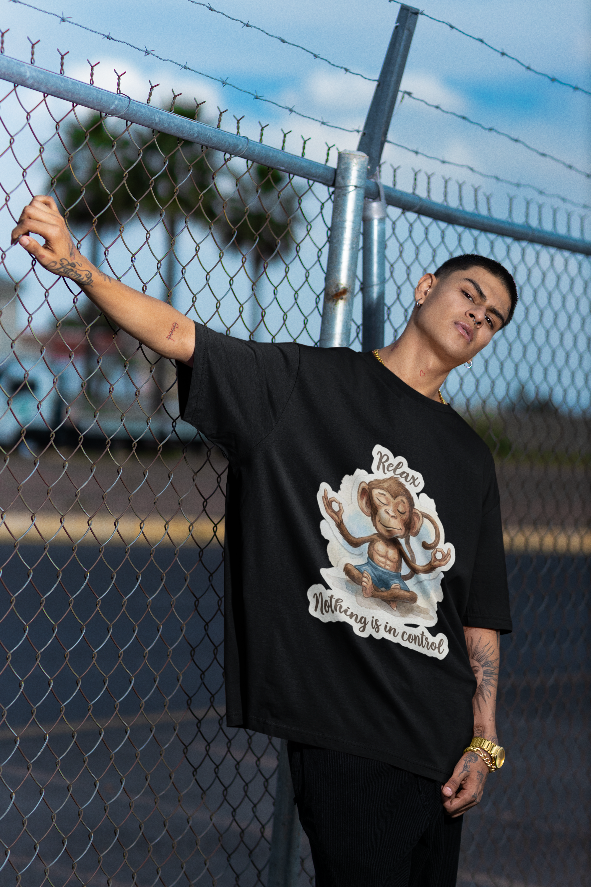 Zen Monkey Oversized Tee