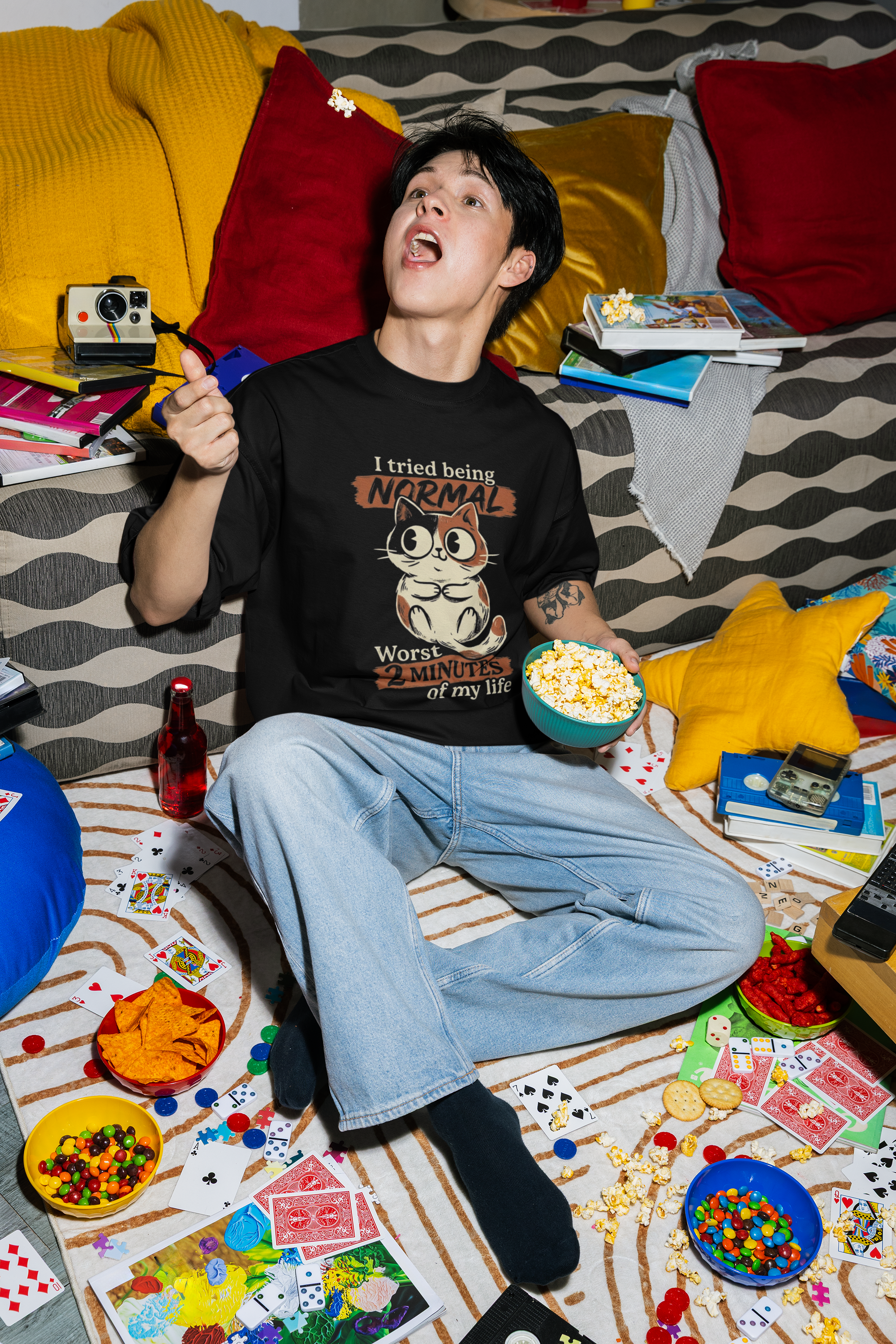 Chaotic Cat Oversized Tee