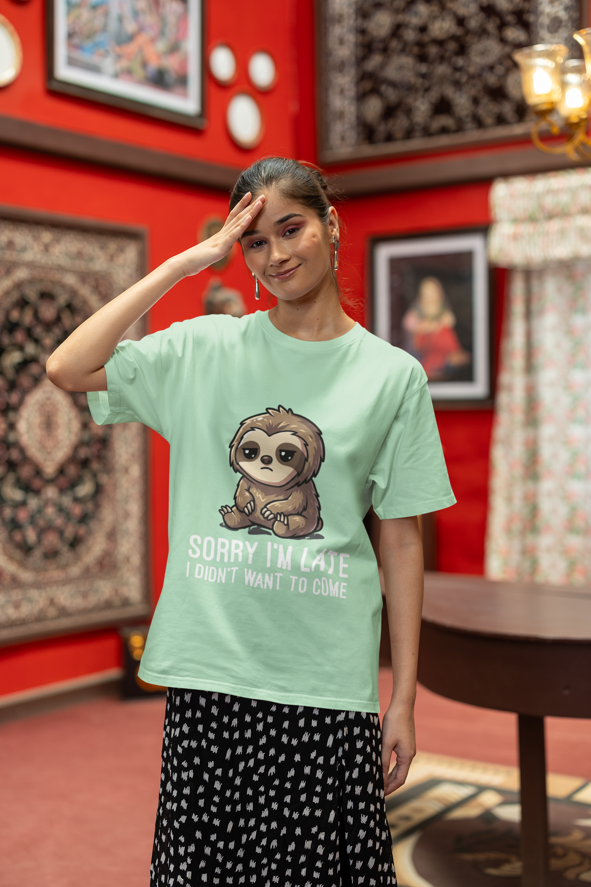 Sorry Not Sorry Sloth Oversized Tee