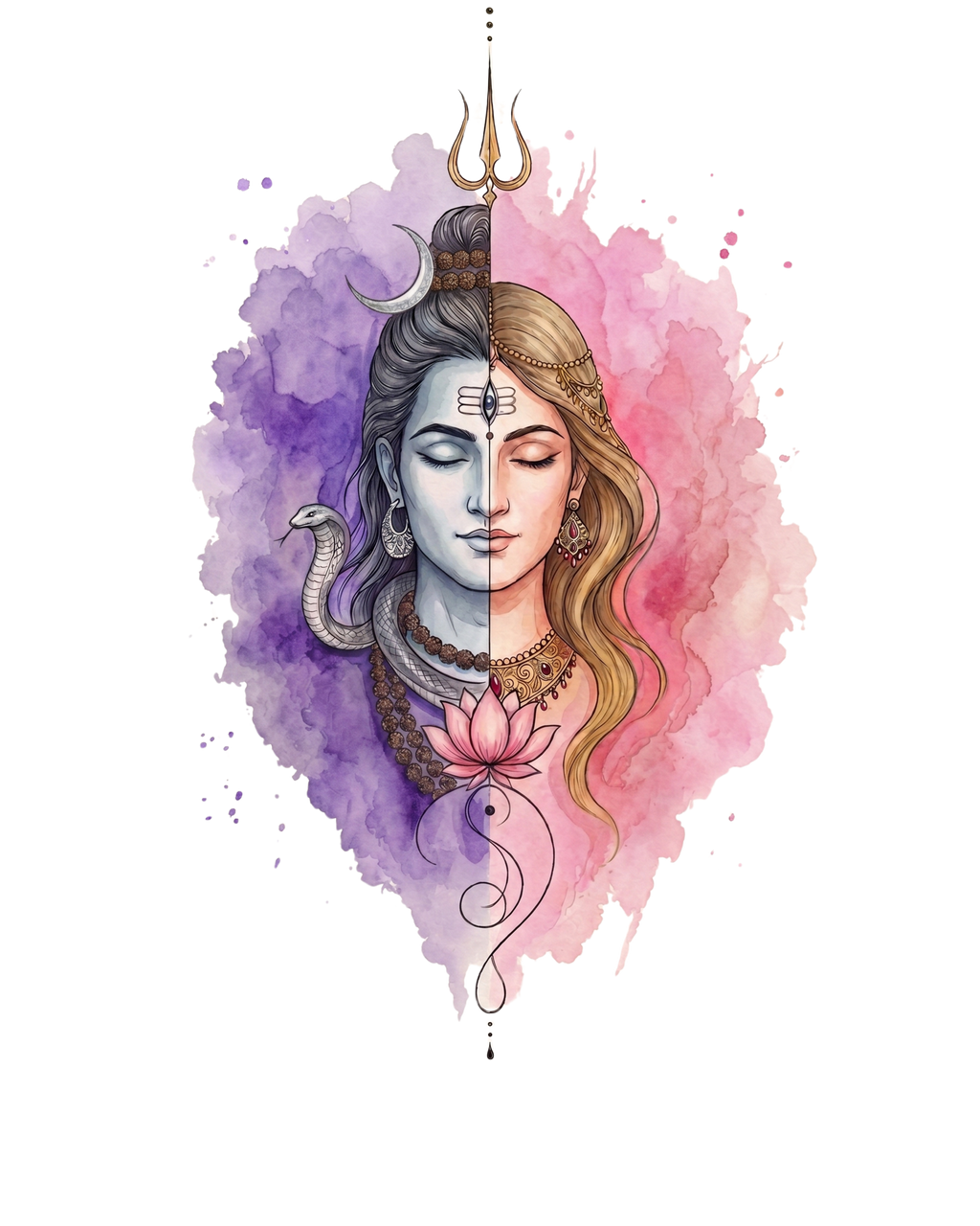 Shivashakthi Unisex Oversized T-Shirt — Violet Dusk & Rose Dawn
