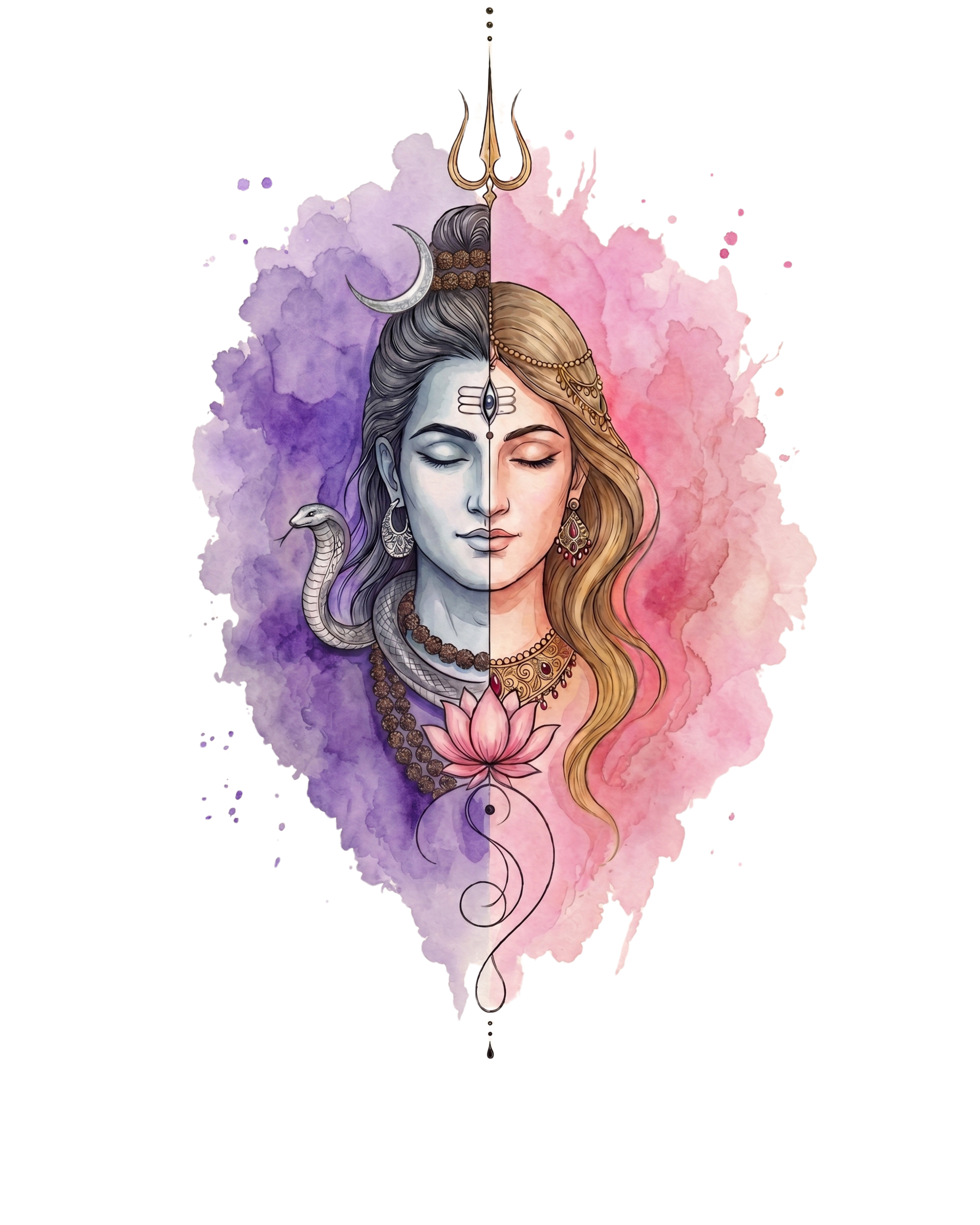 Shivashakthi Unisex Oversized T-Shirt — Violet Dusk & Rose Dawn