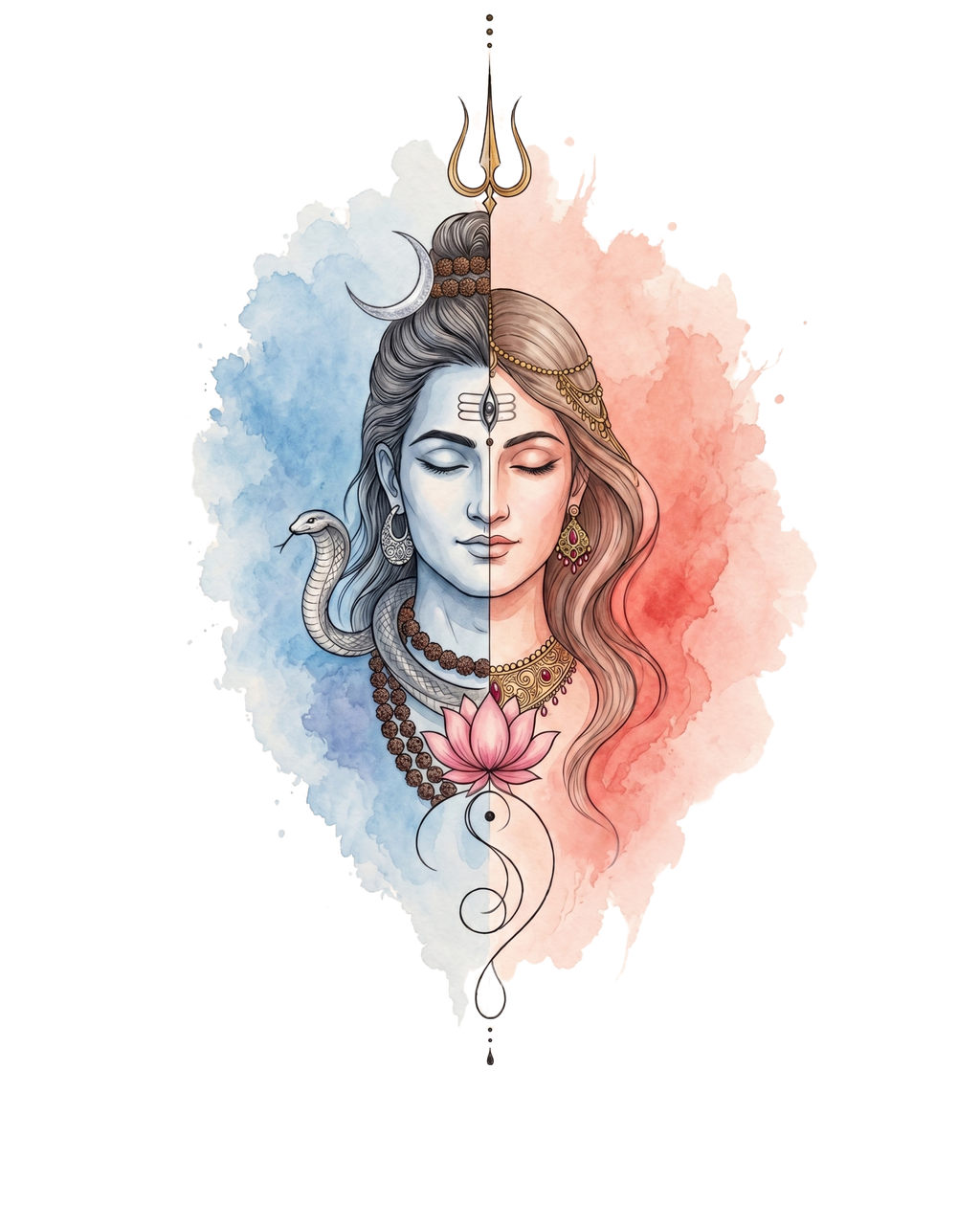 Shivashakthi Unisex Oversized T-Shirt — Glacier & Coral Dawn