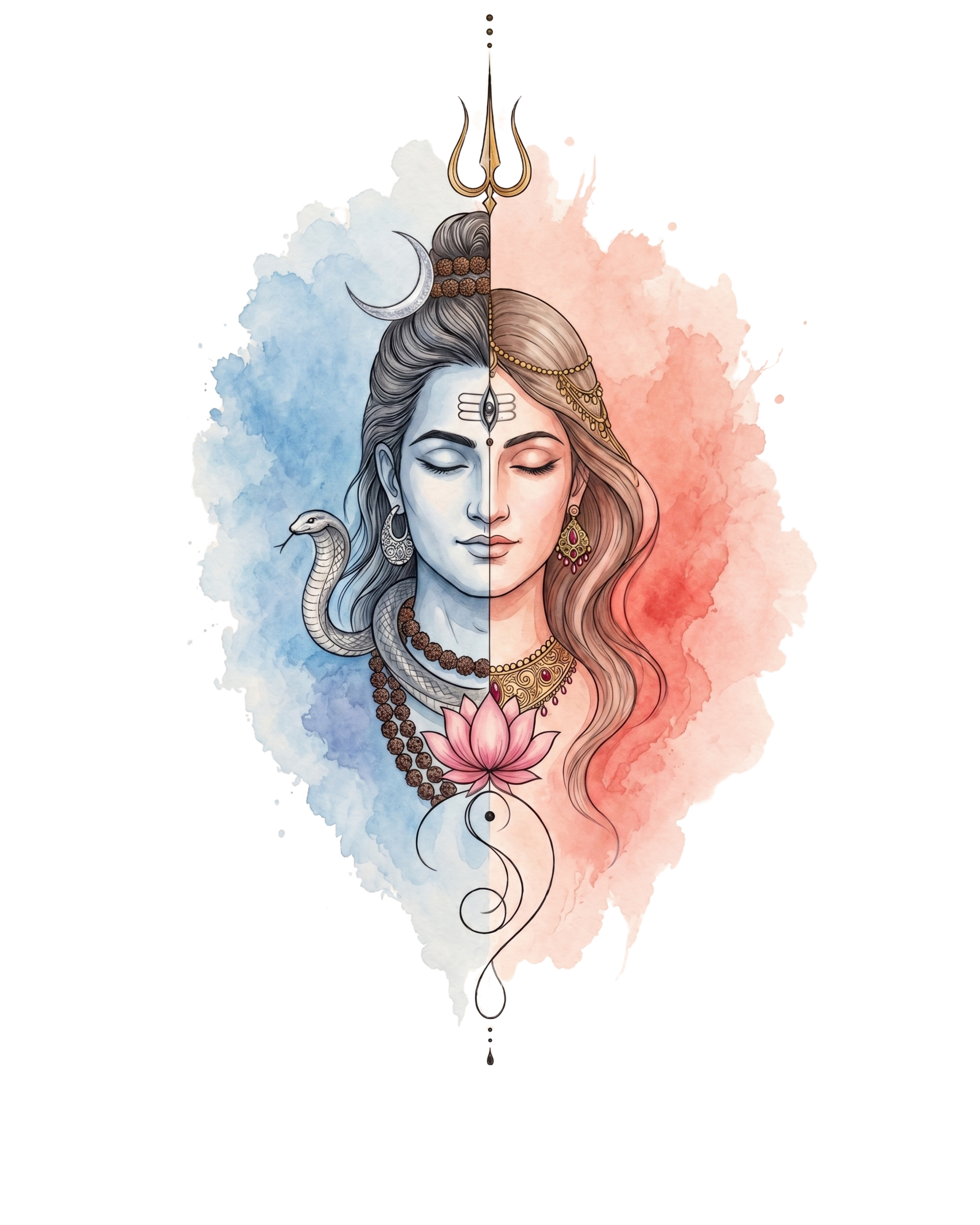 Shivashakthi Unisex Oversized T-Shirt — Glacier & Coral Dawn