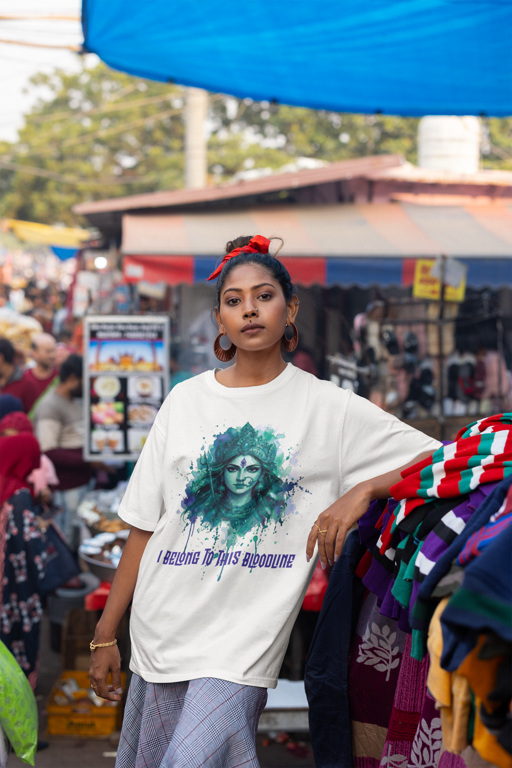 Devi Bloodline - Ganga Teal Oversized Tee