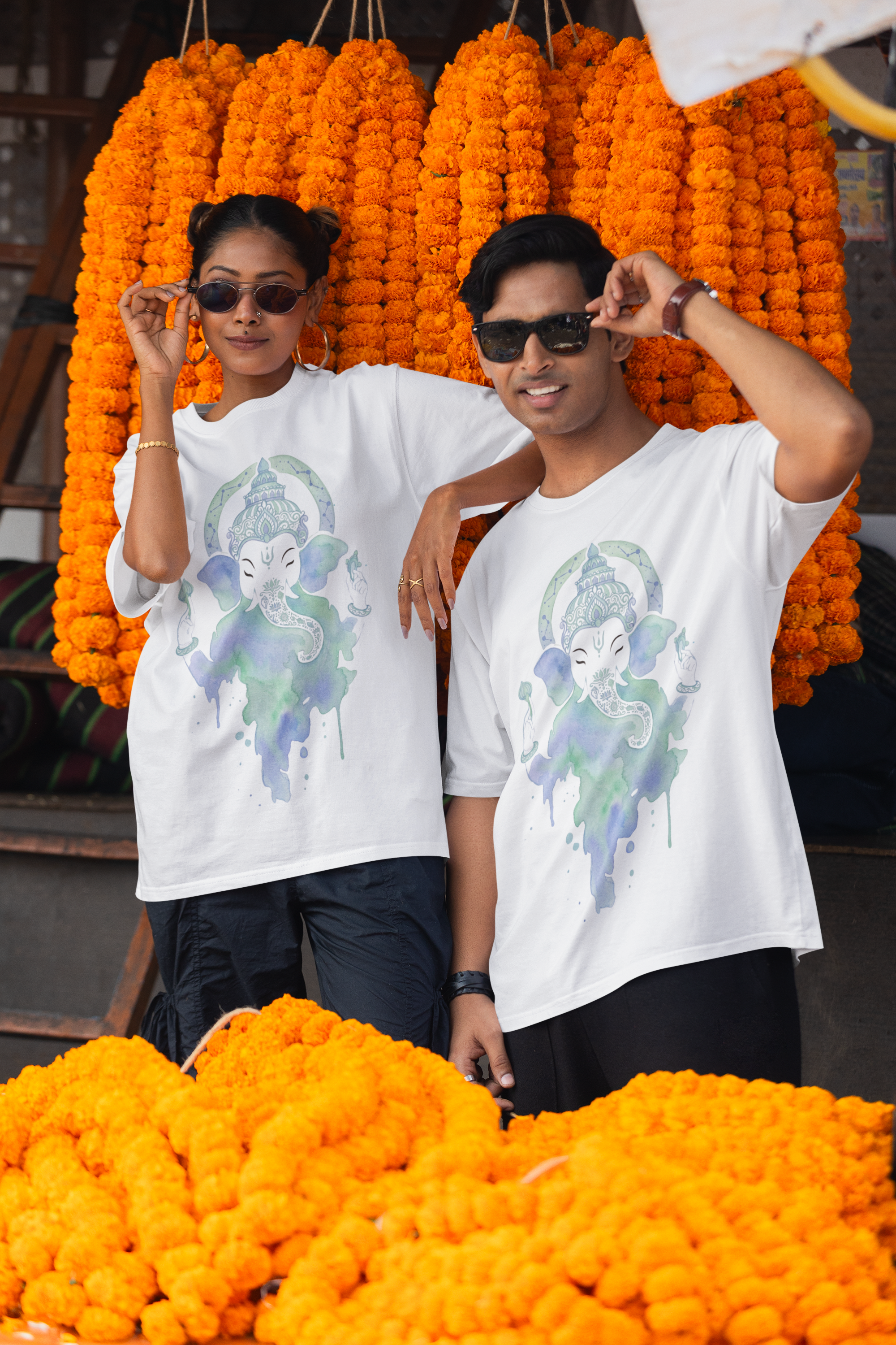 Ganesha Unisex Oversized T-Shirt — Celestial Teal & Lavender