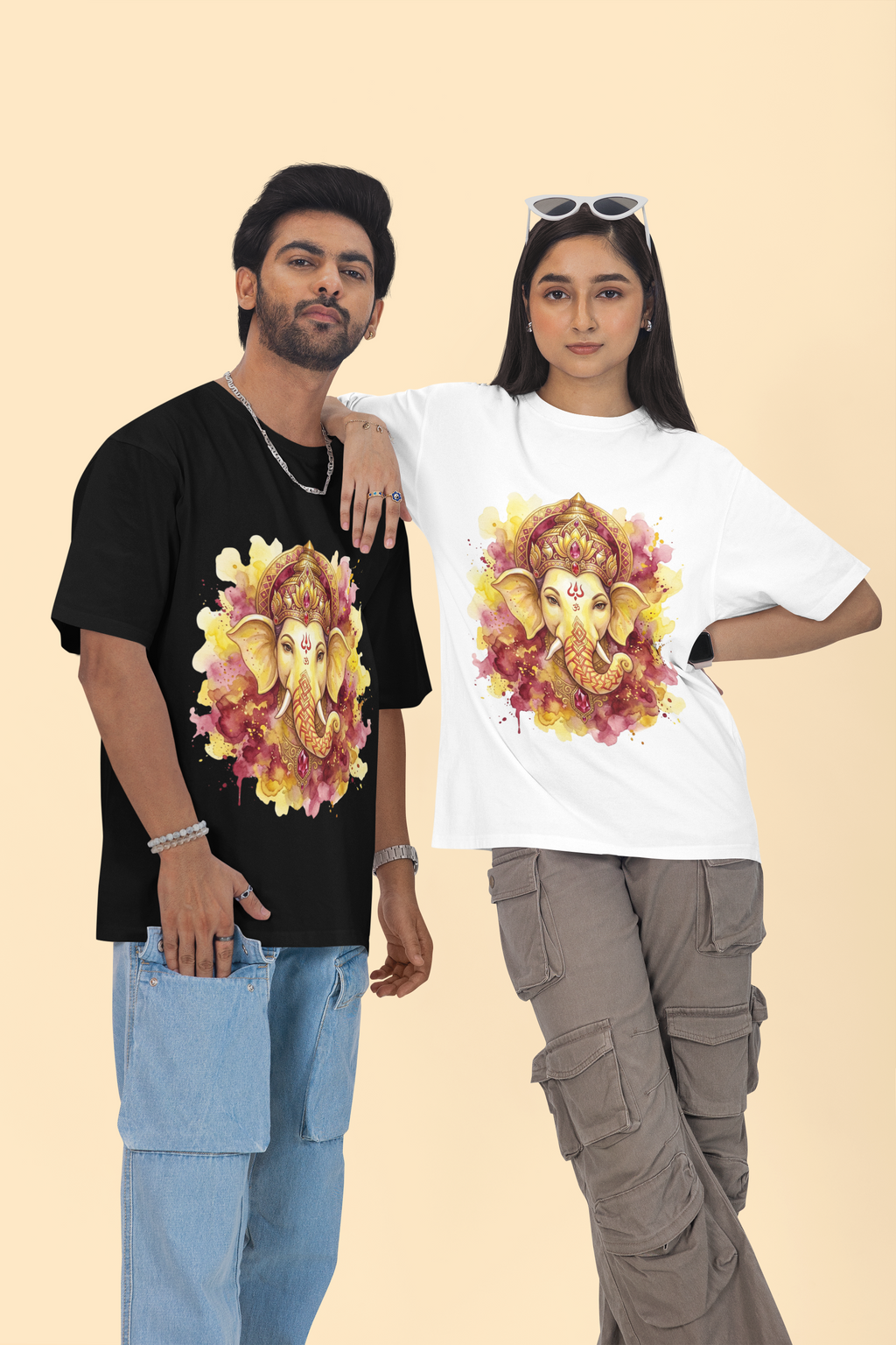Ganesha Short Sleeve T-Shirt — Sindoor Red & Gold