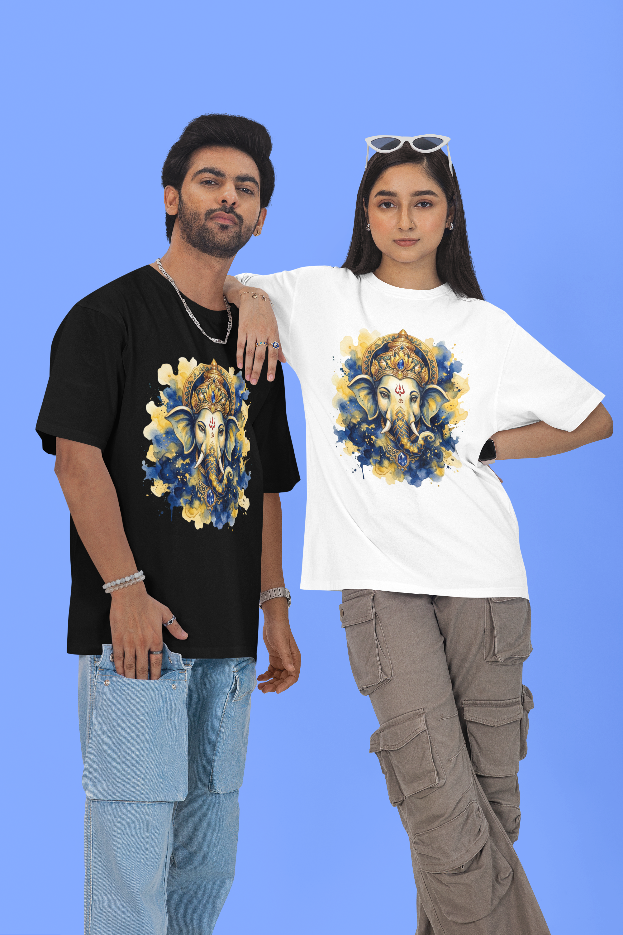 Ganesha Short Sleeve T-Shirt — Maharaja Blue & Gold