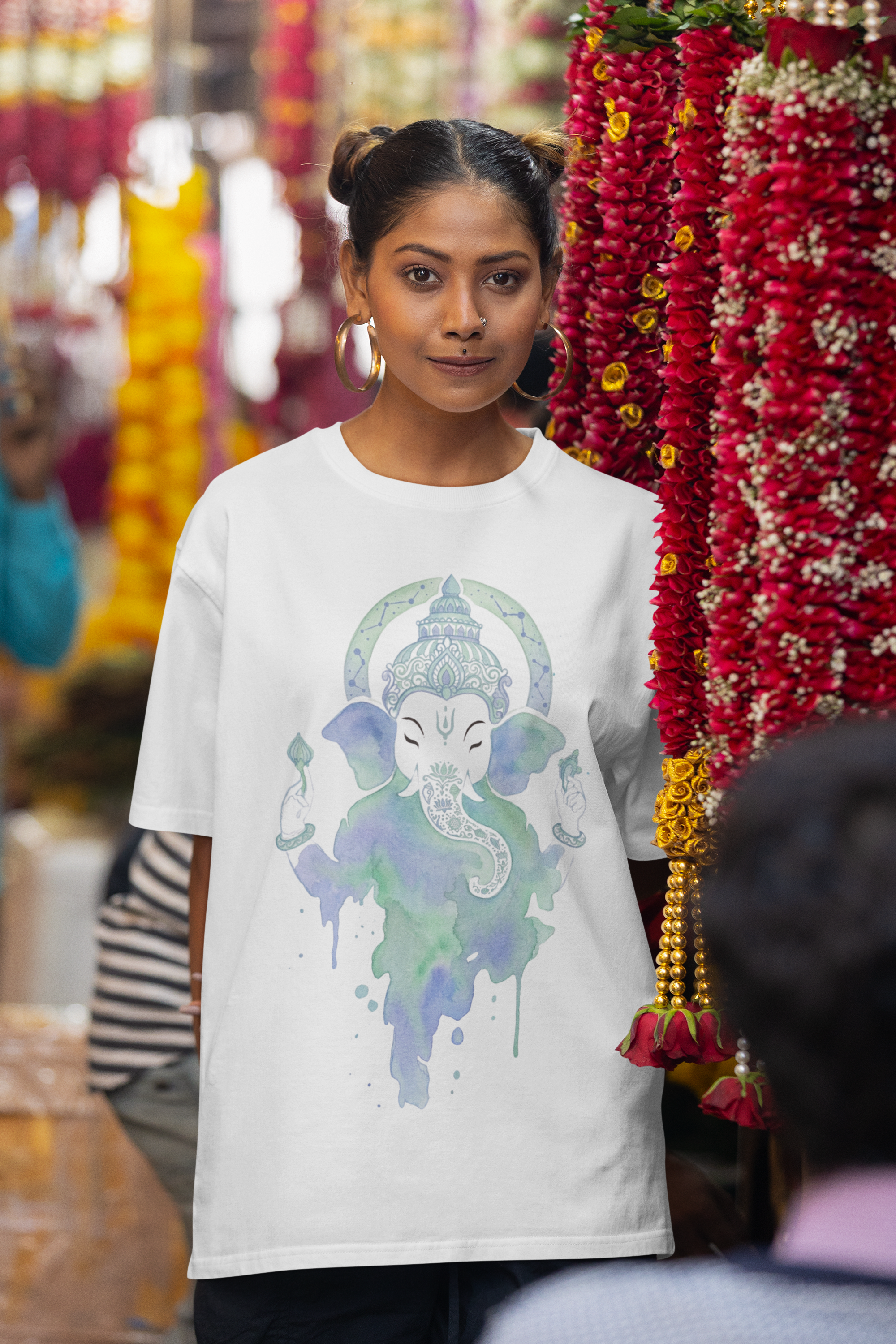 Ganesha Unisex Oversized T-Shirt — Celestial Teal & Lavender