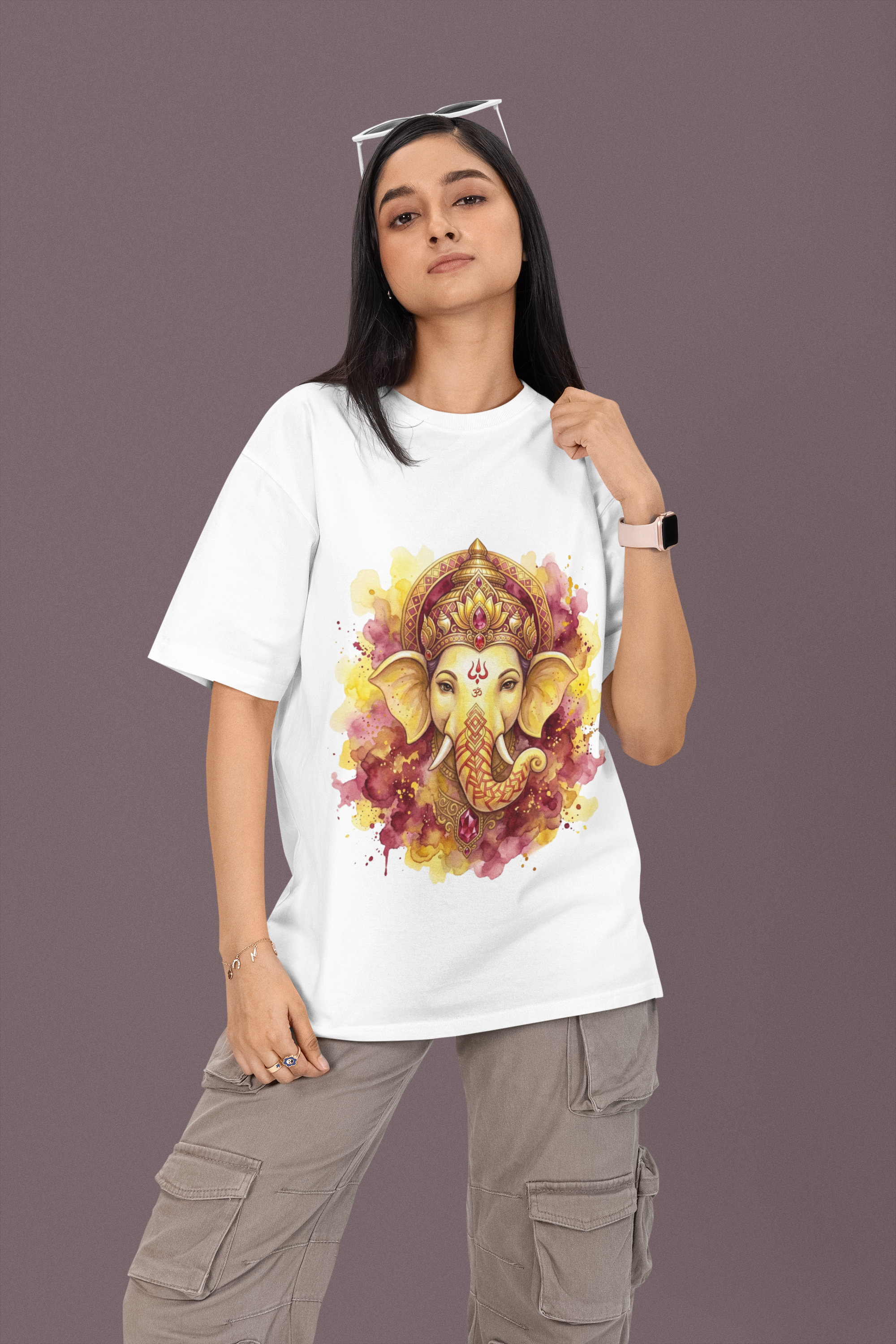 Ganesha Short Sleeve T-Shirt — Sindoor Red & Gold