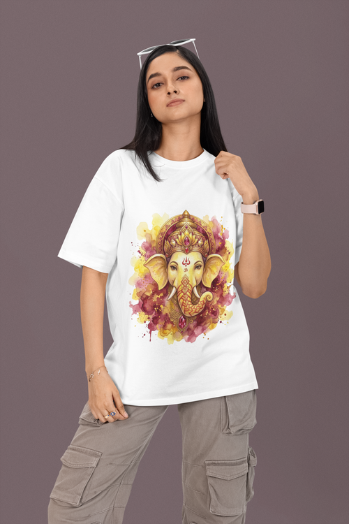 Ganesha Short Sleeve T-Shirt — Sindoor Red & Gold