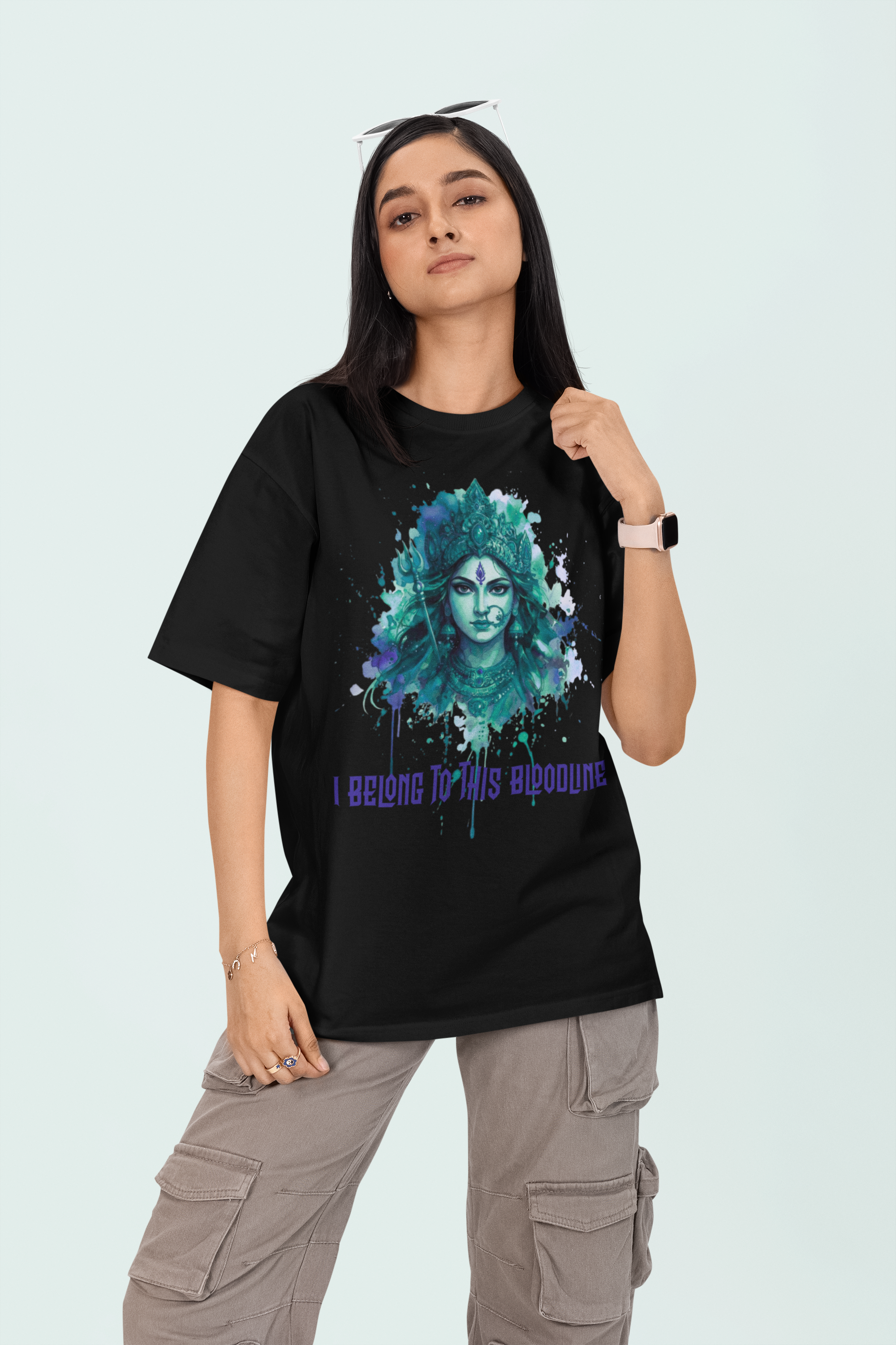 Devi Bloodline - Ganga Teal Oversized Tee