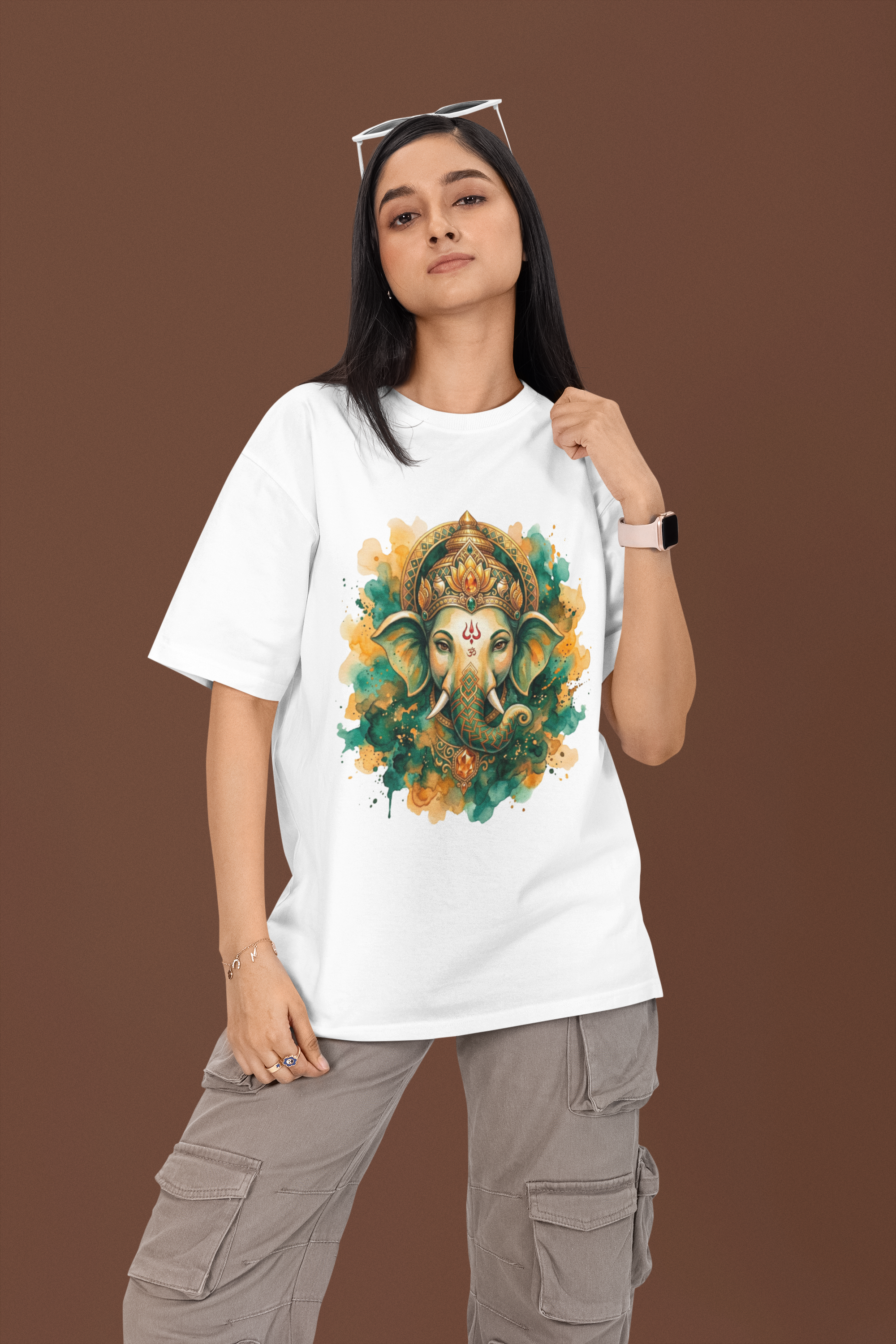 Ganesha Short Sleeve T-Shirt — Vrindavan Green & Gold