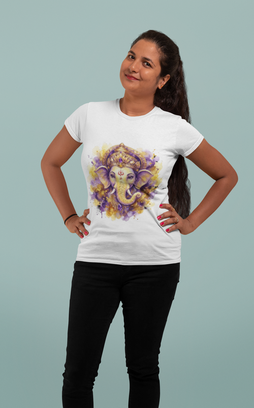 Ganesha Short Sleeve T-Shirt — Royal Purple & Gold