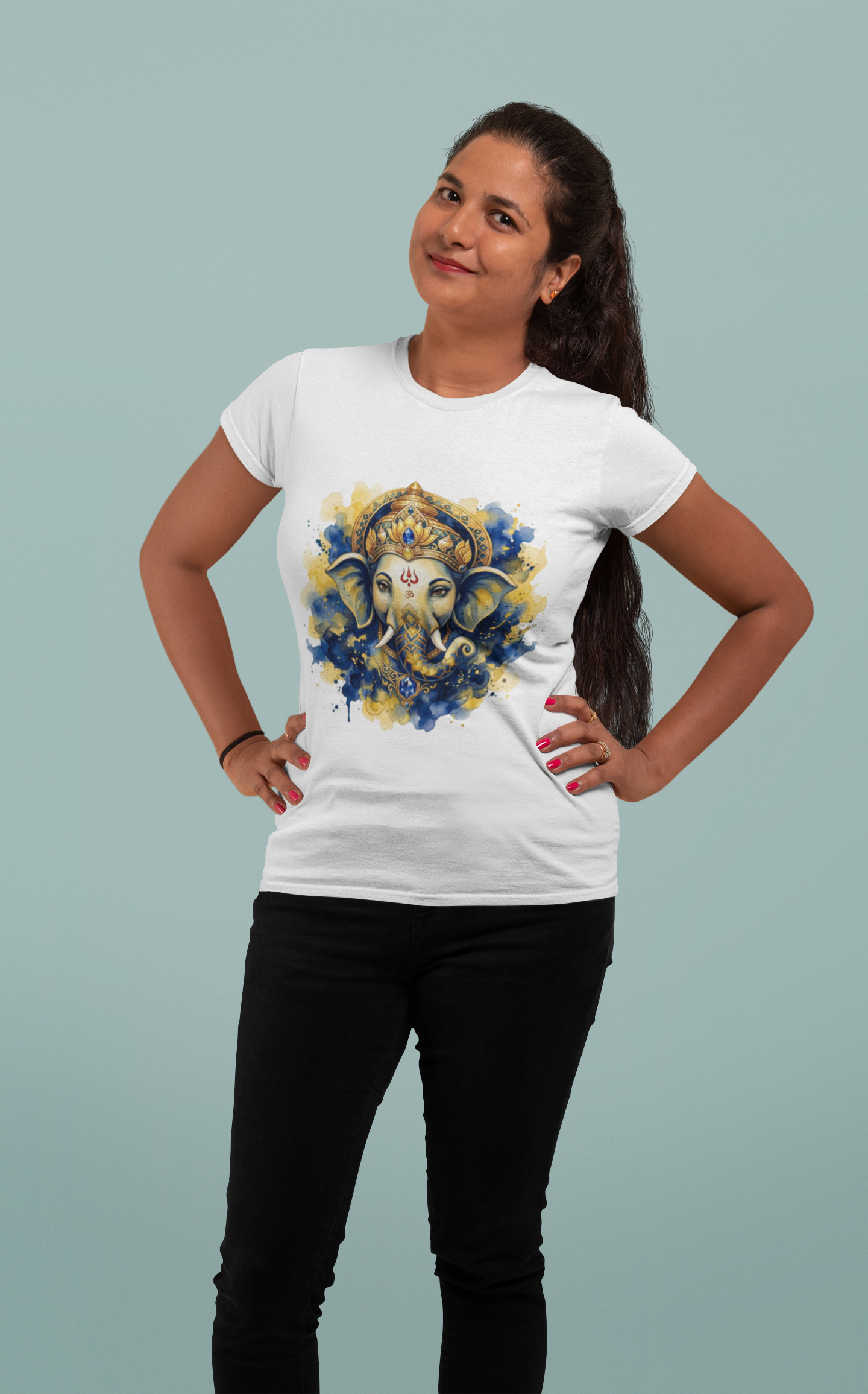 Ganesha Short Sleeve T-Shirt — Maharaja Blue & Gold