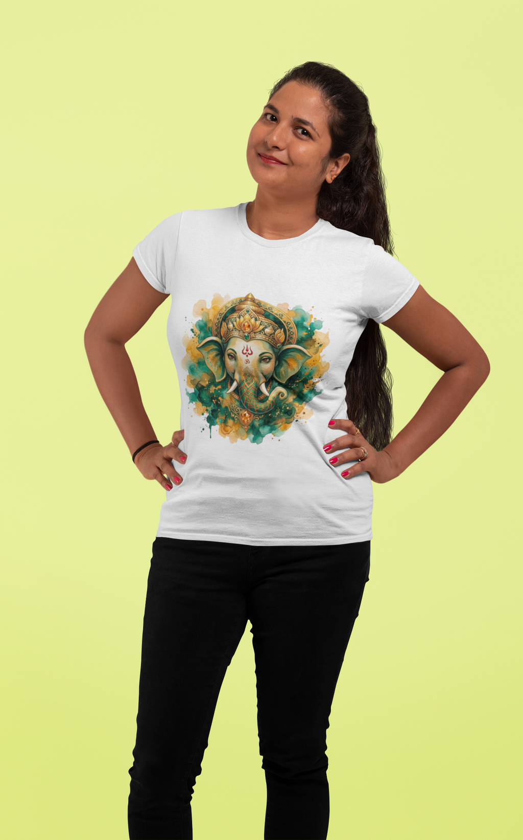 Ganesha Short Sleeve T-Shirt — Vrindavan Green & Gold