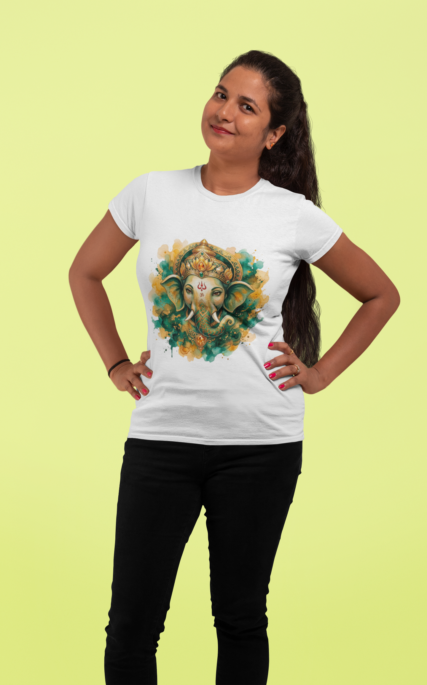 Ganesha Short Sleeve T-Shirt — Vrindavan Green & Gold